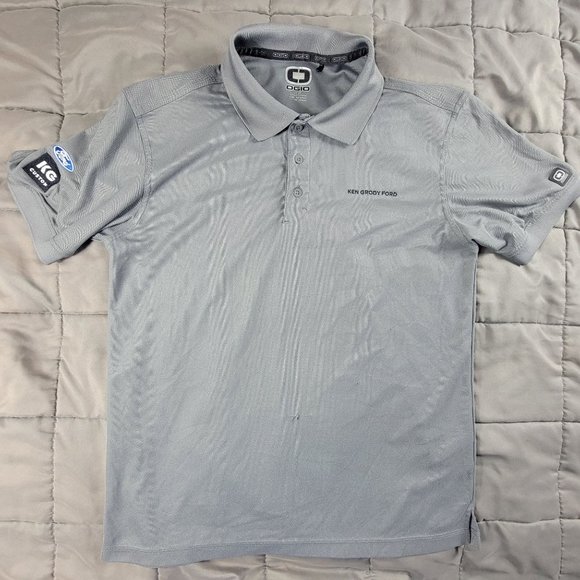 Ogio Ken Grody Ford Mens Medium Gray Polo Shirt Short Sleeve Casual Outdoors